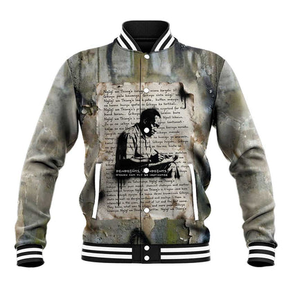 Ngugi wa Thiong O Baseball Jacket Graffiti Resist Statement Ink Pen Revolution Fist Literary Activism - African Pride