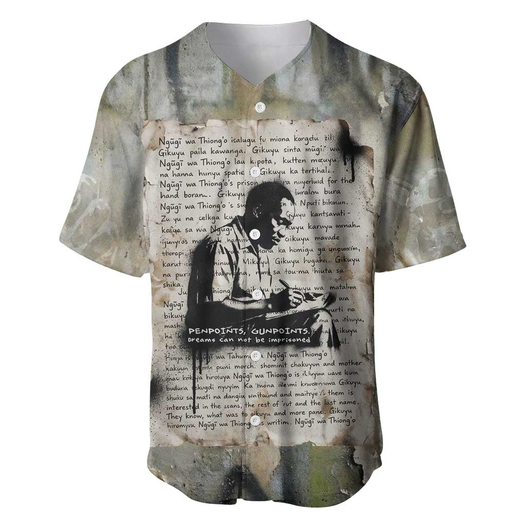 Ngugi wa Thiong O Baseball Jersey Graffiti Resist Statement Ink Pen Revolution Fist Literary Activism - African Pride