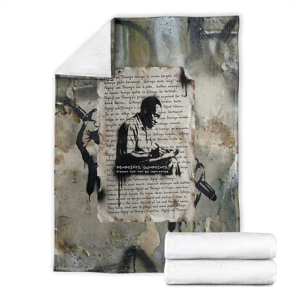 Ngugi wa Thiong O Blanket Graffiti Resist Statement Ink Pen Revolution Fist Literary Activism - African Pride