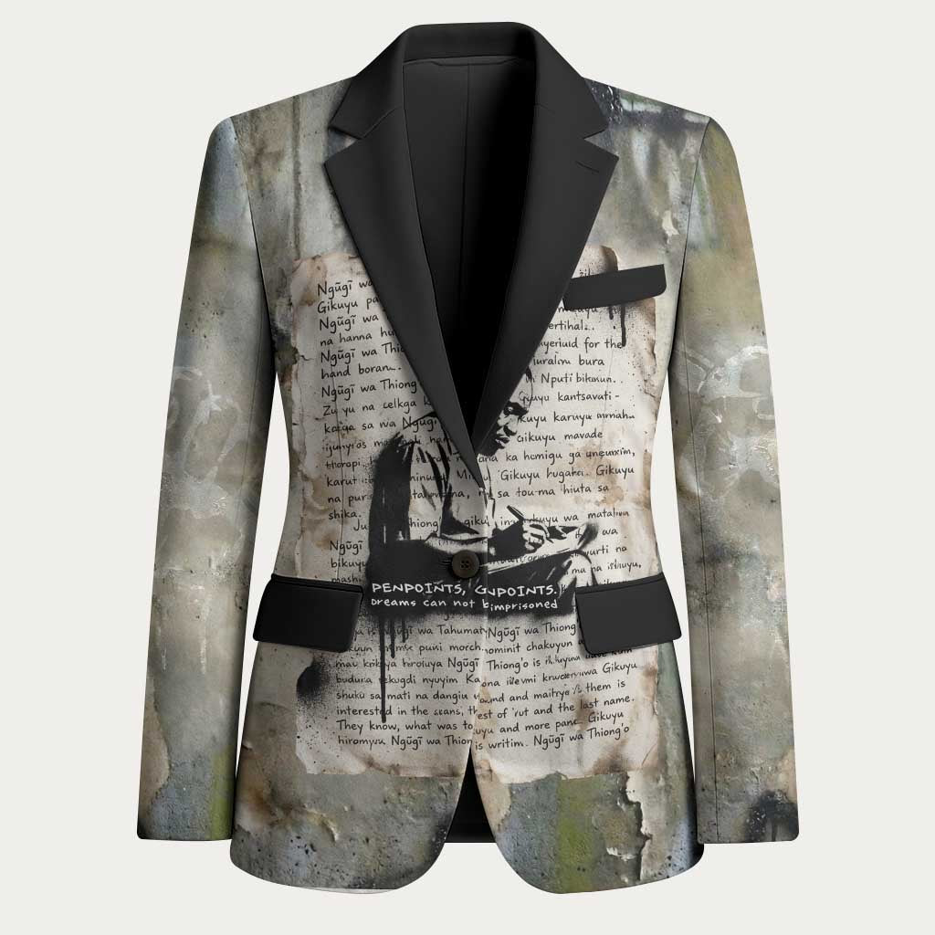 Ngugi wa Thiong O Blazer Graffiti Resist Statement Ink Pen Revolution Fist Literary Activism - African Pride