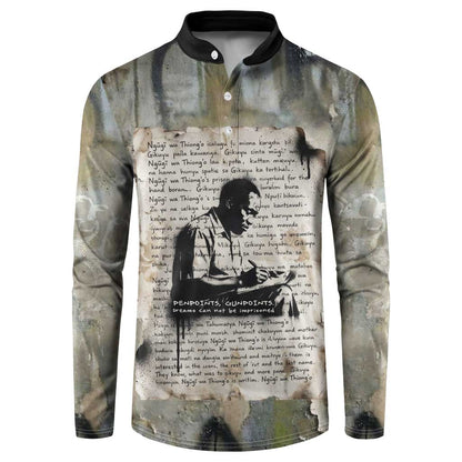 Ngugi wa Thiong O Button Sweatshirt Graffiti Resist Statement Ink Pen Revolution Fist Literary Activism
