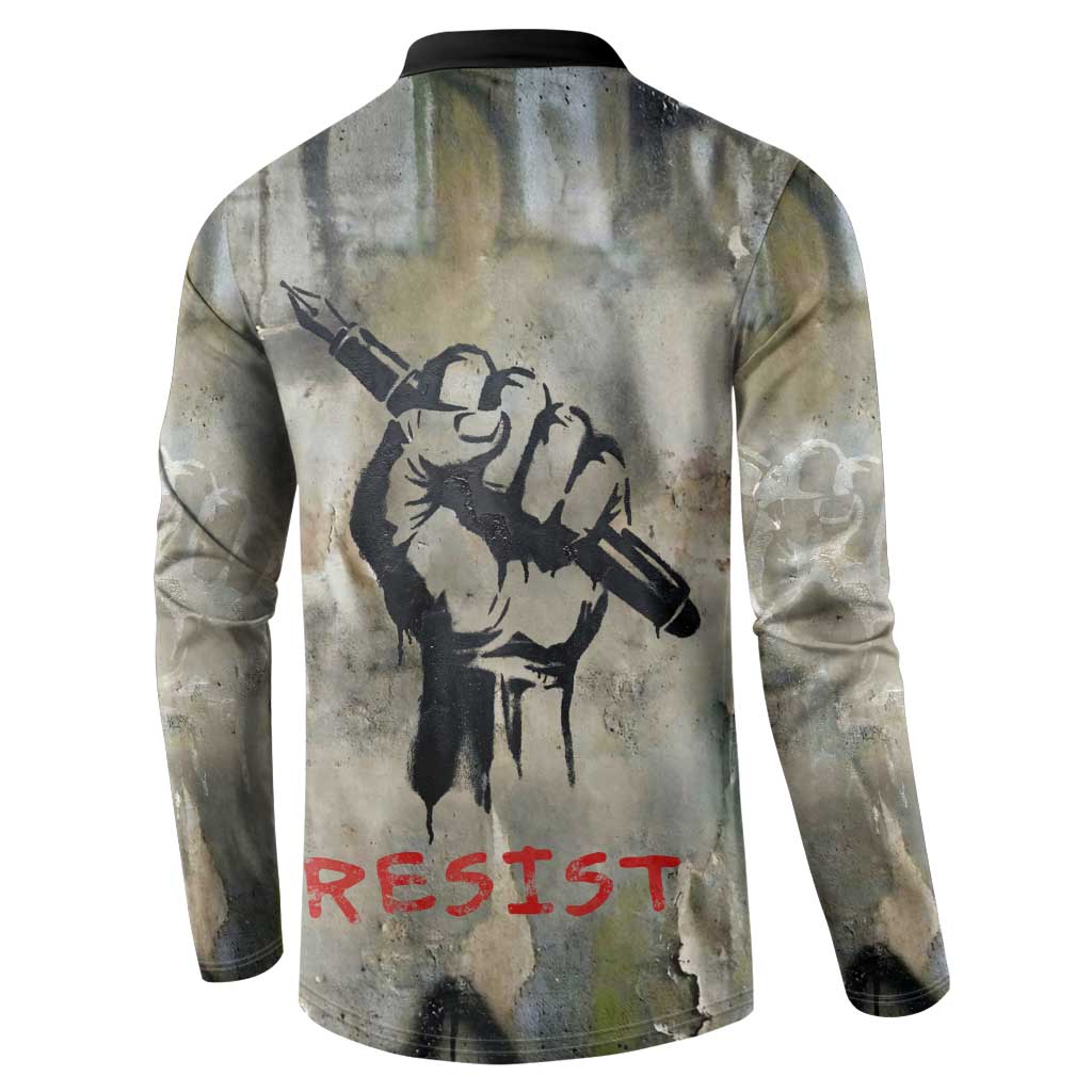 Ngugi wa Thiong O Button Sweatshirt Graffiti Resist Statement Ink Pen Revolution Fist Literary Activism