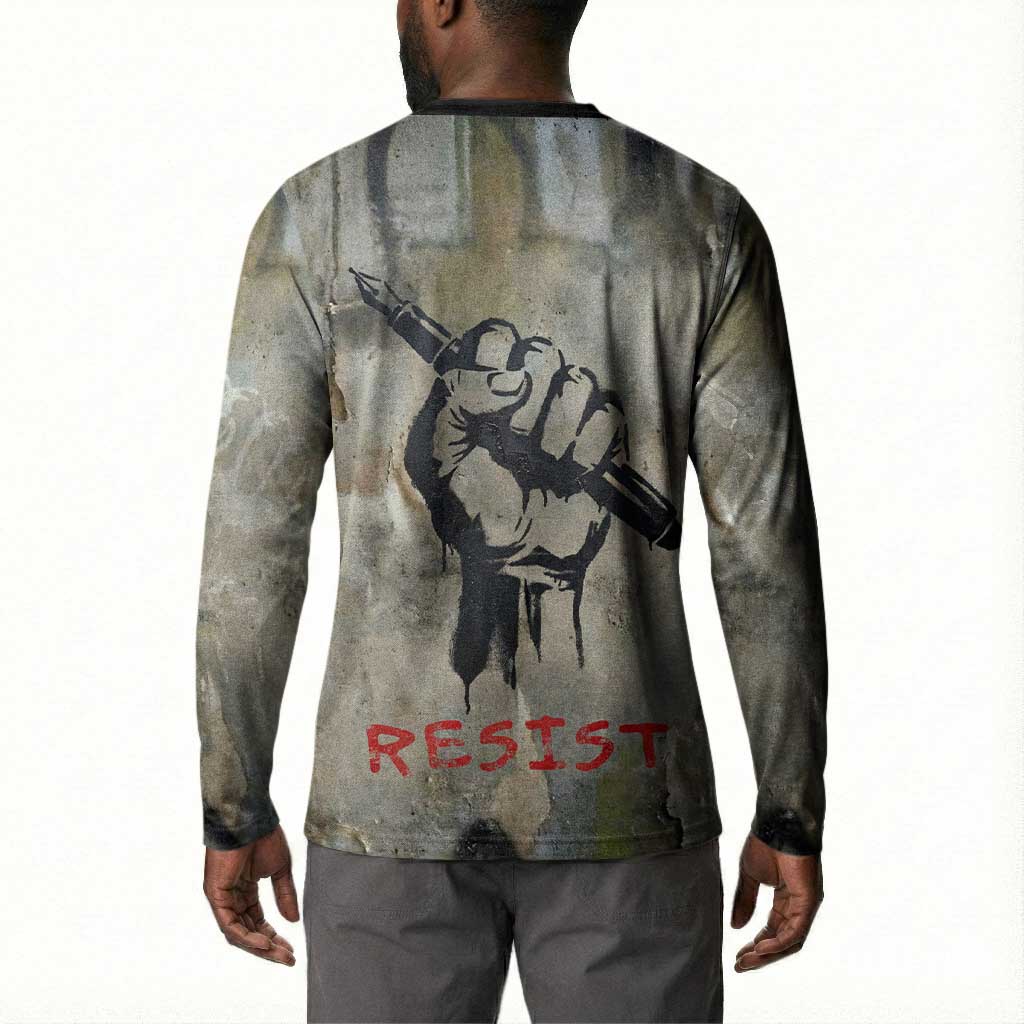 Ngugi wa Thiong O Button Sweatshirt Graffiti Resist Statement Ink Pen Revolution Fist Literary Activism