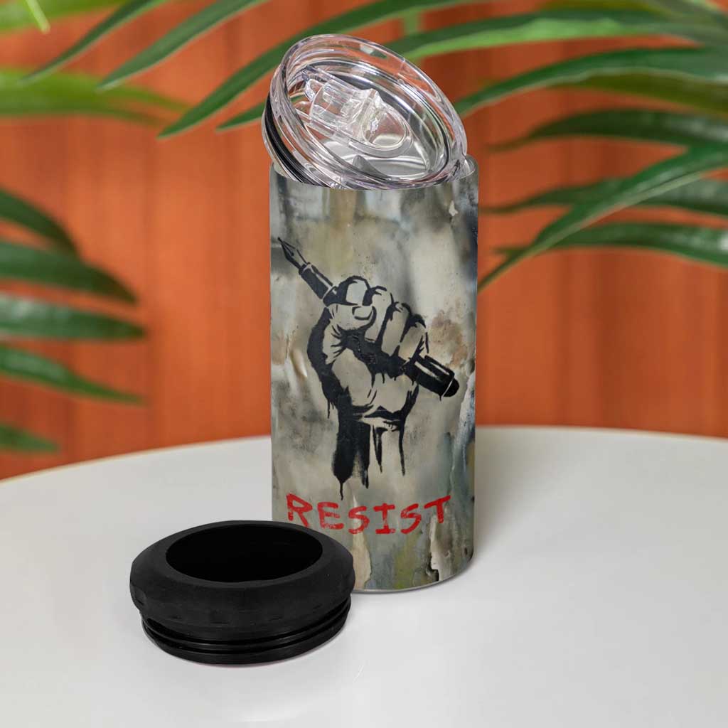 Ngugi wa Thiong O 4 in 1 Can Cooler Tumbler Graffiti Resist Statement Ink Pen Revolution Fist Literary Activism - African Pride