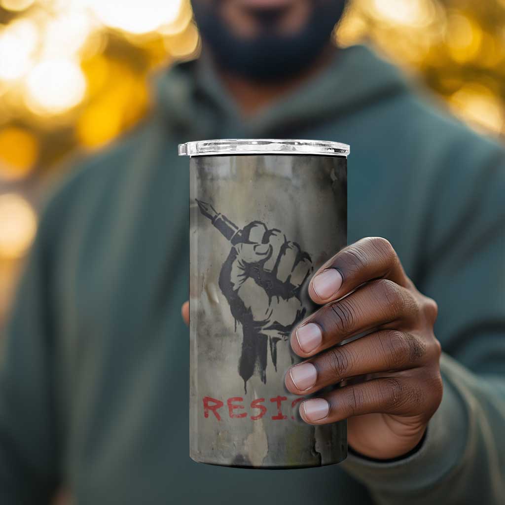 Ngugi wa Thiong O 4 in 1 Can Cooler Tumbler Graffiti Resist Statement Ink Pen Revolution Fist Literary Activism - African Pride