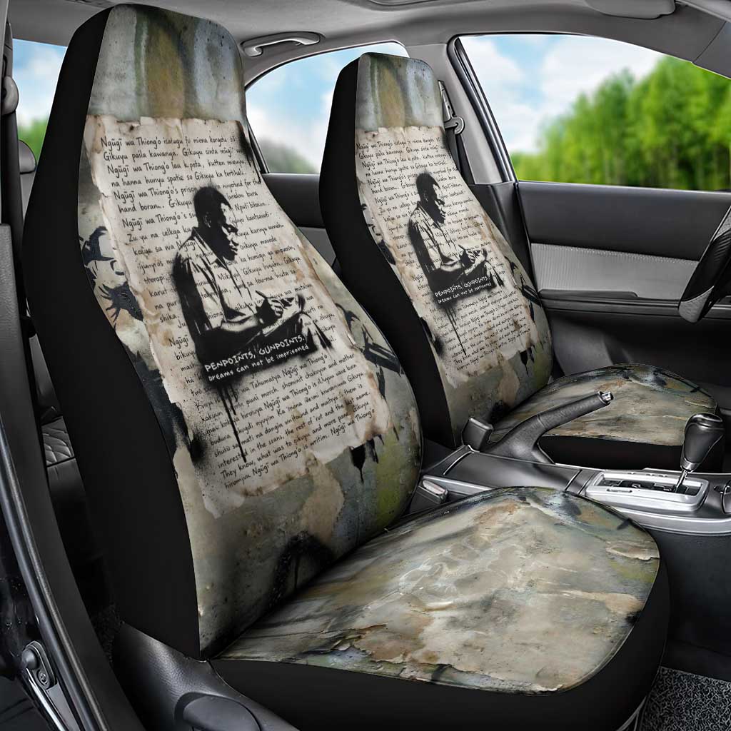 Ngugi wa Thiong O Car Seat Cover Graffiti Resist Statement Ink Pen Revolution Fist Literary Activism - African Pride