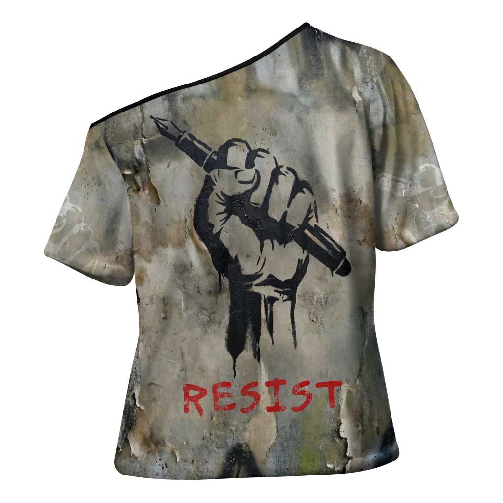 Ngugi wa Thiong O Cross Shoulder Shirt Graffiti Resist Statement Ink Pen Revolution Fist Literary Activism - African Pride