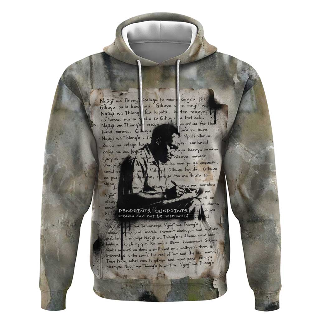 Ngugi wa Thiong O Hoodie Graffiti Resist Statement Ink Pen Revolution Fist Literary Activism - African Pride