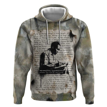 Ngugi wa Thiong O Hoodie Graffiti Resist Statement Ink Pen Revolution Fist Literary Activism - African Pride
