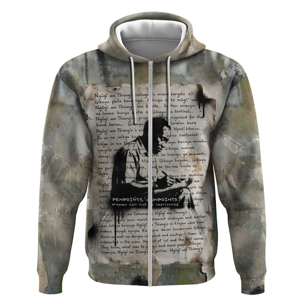 Ngugi wa Thiong O Hoodie Graffiti Resist Statement Ink Pen Revolution Fist Literary Activism - African Pride