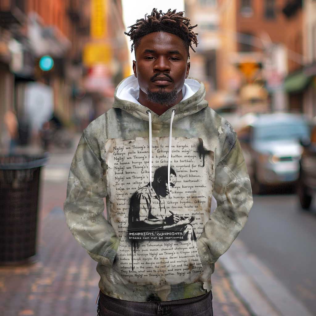 Ngugi wa Thiong O Hoodie Graffiti Resist Statement Ink Pen Revolution Fist Literary Activism - African Pride
