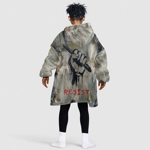 Ngugi wa Thiong O Kid Wearable Blanket Hoodie Graffiti Resist Statement Ink Pen Revolution Fist Literary Activism - African Pride