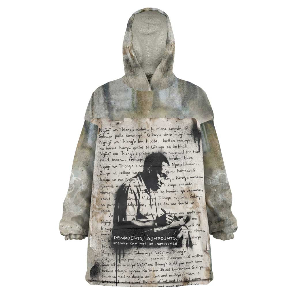 Ngugi wa Thiong O Kid Wearable Blanket Hoodie Graffiti Resist Statement Ink Pen Revolution Fist Literary Activism - African Pride