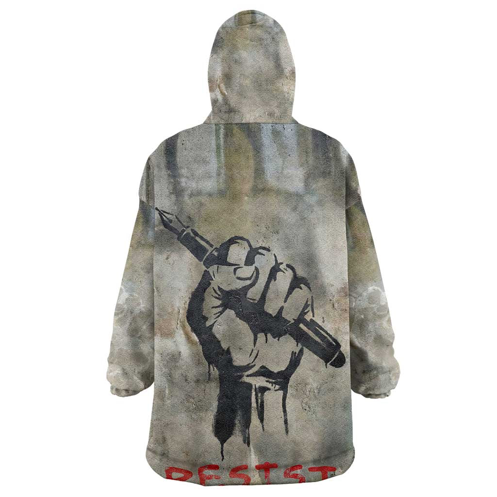 Ngugi wa Thiong O Kid Wearable Blanket Hoodie Graffiti Resist Statement Ink Pen Revolution Fist Literary Activism - African Pride