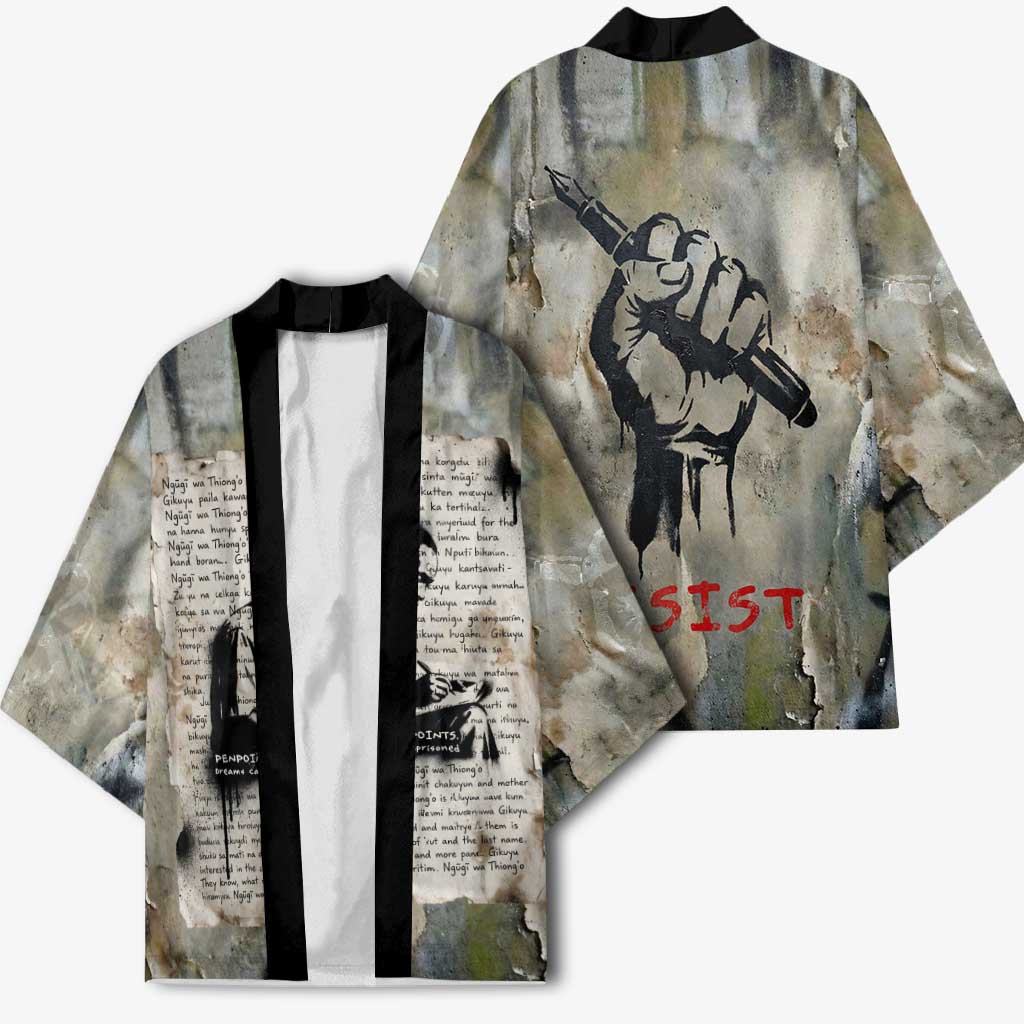 Ngugi wa Thiong O Kimono Graffiti Resist Statement Ink Pen Revolution Fist Literary Activism - African Pride