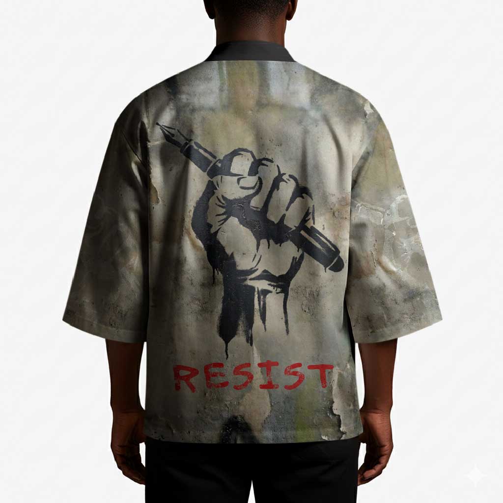 Ngugi wa Thiong O Kimono Graffiti Resist Statement Ink Pen Revolution Fist Literary Activism - African Pride