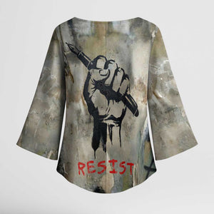 Ngugi wa Thiong O Kimono Sleeve Blouse Graffiti Resist Statement Ink Pen Revolution Fist Literary Activism - African Pride