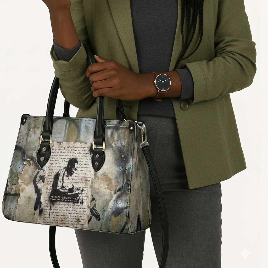 Ngugi wa Thiong O Leather Bag Graffiti Resist Statement Ink Pen Revolution Fist Literary Activism - African Pride