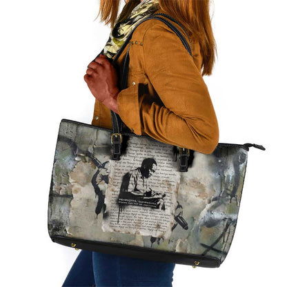 Ngugi wa Thiong O Leather Tote Bag Graffiti Resist Statement Ink Pen Revolution Fist Literary Activism - African Pride