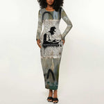 Ngugi wa Thiong O Long Sleeve Bodycon Dress Graffiti Resist Statement Ink Pen Revolution Fist Literary Activism - African Pride