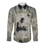 Ngugi wa Thiong O Long Sleeve Button Shirt Graffiti Resist Statement Ink Pen Revolution Fist Literary Activism - African Pride