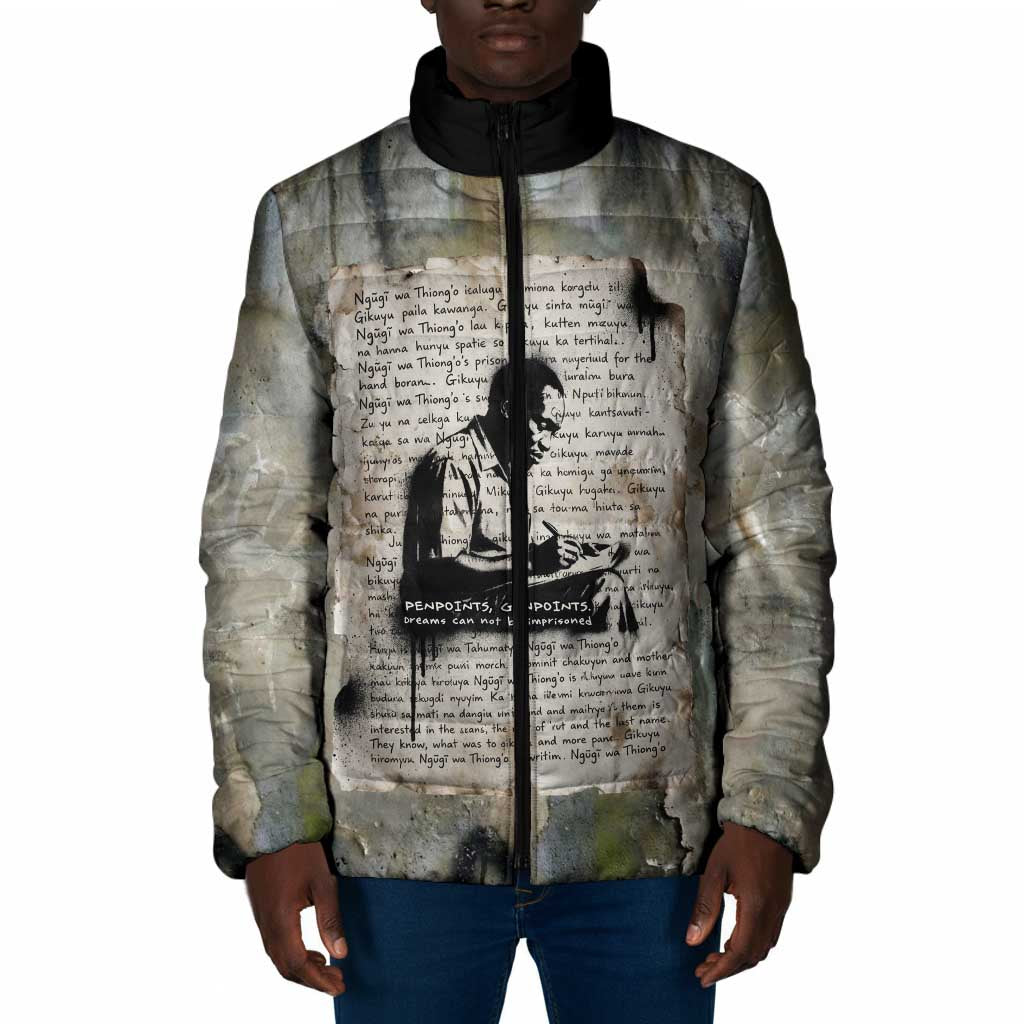 Ngugi wa Thiong O Padded Jacket Graffiti Resist Statement Ink Pen Revolution Fist Literary Activism - African Pride