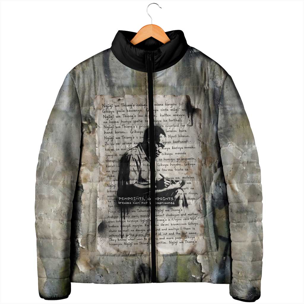 Ngugi wa Thiong O Padded Jacket Graffiti Resist Statement Ink Pen Revolution Fist Literary Activism - African Pride