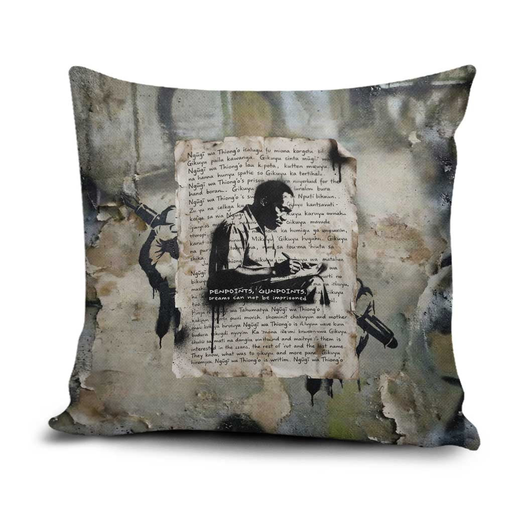 Ngugi wa Thiong O Pillow Cover Graffiti Resist Statement Ink Pen Revolution Fist Literary Activism - African Pride