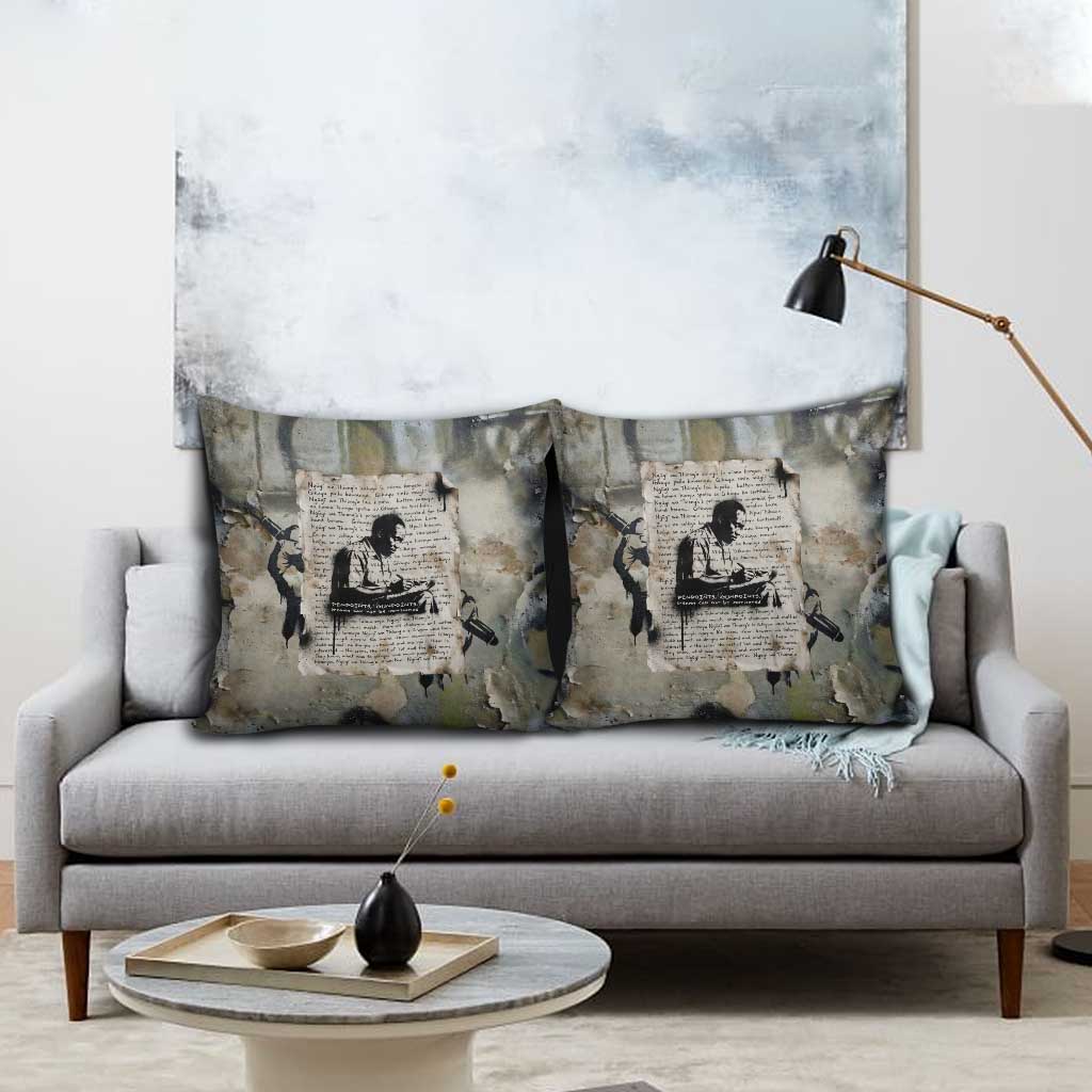 Ngugi wa Thiong O Pillow Cover Graffiti Resist Statement Ink Pen Revolution Fist Literary Activism - African Pride