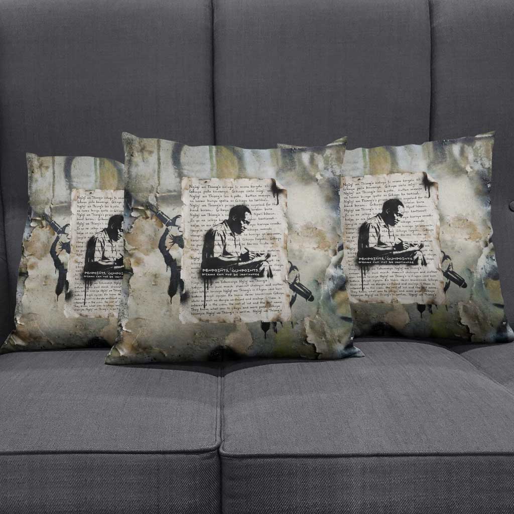 Ngugi wa Thiong O Pillow Cover Graffiti Resist Statement Ink Pen Revolution Fist Literary Activism - African Pride