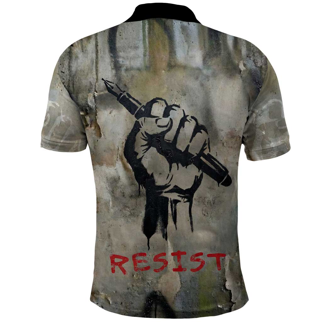 Ngugi wa Thiong O Polo Shirt Graffiti Resist Statement Ink Pen Revolution Fist Literary Activism - African Pride