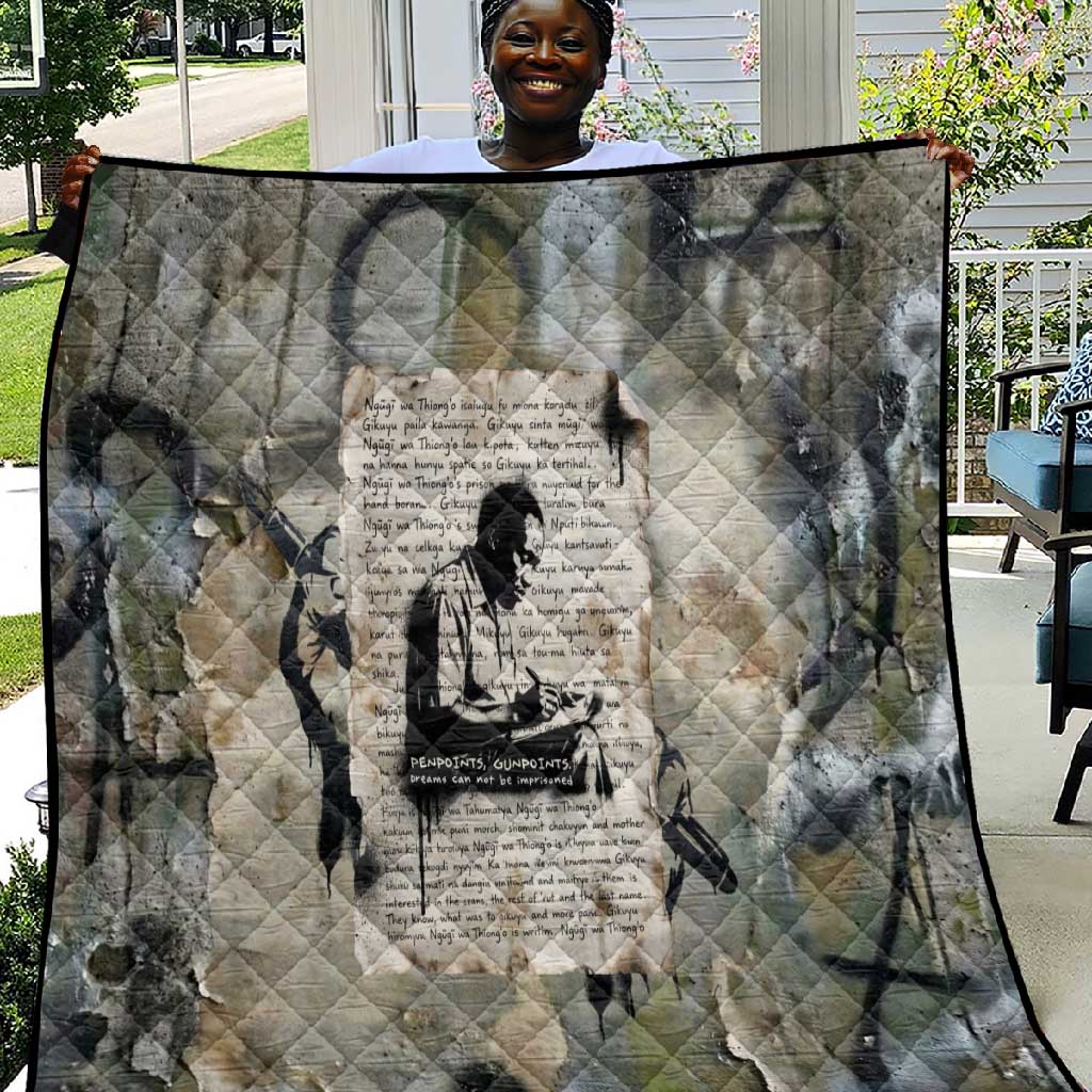 Ngugi wa Thiong O Quilt Graffiti Resist Statement Ink Pen Revolution Fist Literary Activism - African Pride