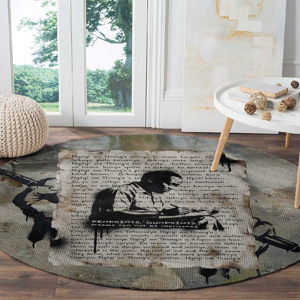 Ngugi wa Thiong O Round Carpet Graffiti Resist Statement Ink Pen Revolution Fist Literary Activism - African Pride