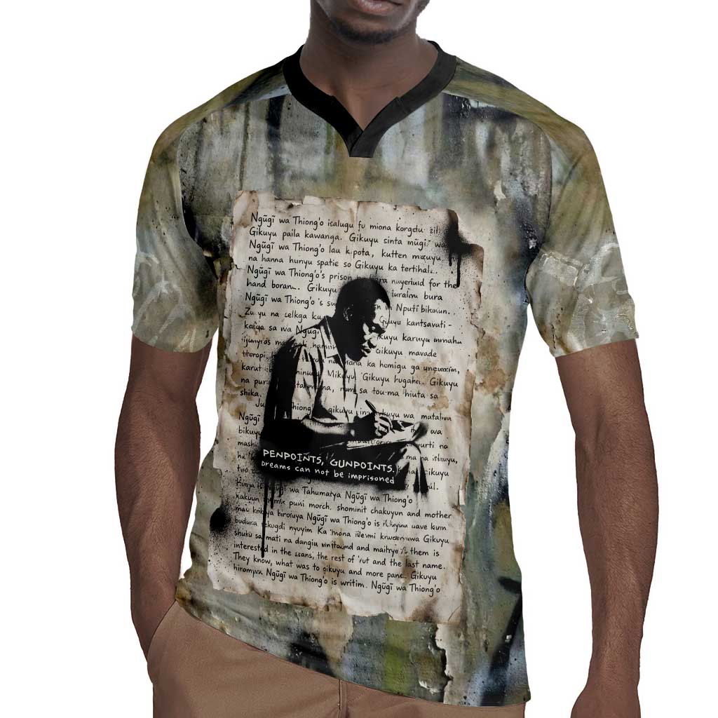 Ngugi wa Thiong O Rugby Jersey Graffiti Resist Statement Ink Pen Revolution Fist Literary Activism - African Pride