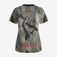 Ngugi wa Thiong O Scrub Top Graffiti Resist Statement Ink Pen Revolution Fist Literary Activism - African Pride