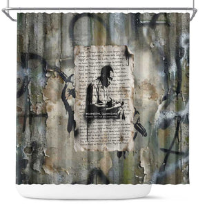 Ngugi wa Thiong O Shower Curtain Graffiti Resist Statement Ink Pen Revolution Fist Literary Activism - African Pride