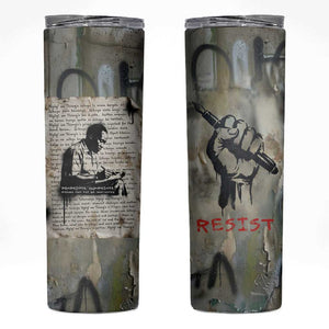 Ngugi wa Thiong O Skinny Tumbler Graffiti Resist Statement Ink Pen Revolution Fist Literary Activism - African Pride