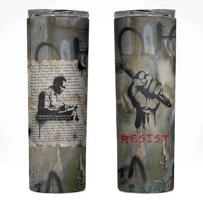 Ngugi wa Thiong O Skinny Tumbler Graffiti Resist Statement Ink Pen Revolution Fist Literary Activism - African Pride