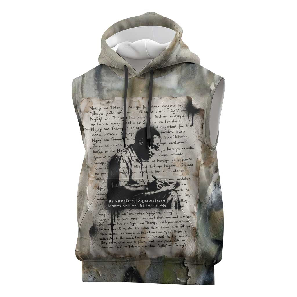 Ngugi wa Thiong O Sleeveless Hoodie Graffiti Resist Statement Ink Pen Revolution Fist Literary Activism - African Pride