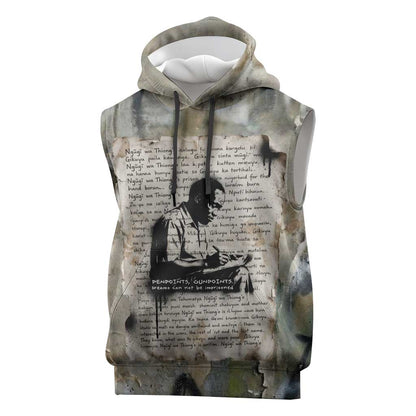 Ngugi wa Thiong O Sleeveless Hoodie Graffiti Resist Statement Ink Pen Revolution Fist Literary Activism - African Pride