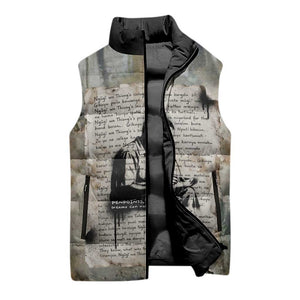 Ngugi wa Thiong O Sleeveless Puffer Jacket Graffiti Resist Statement Ink Pen Revolution Fist Literary Activism - African Pride