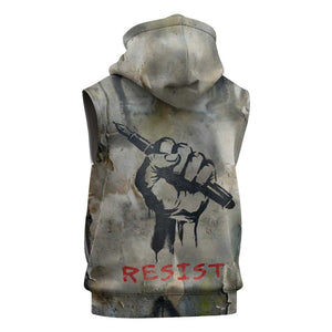 Ngugi wa Thiong O Sleeveless Zip Hoodie Graffiti Resist Statement Ink Pen Revolution Fist Literary Activism - African Pride
