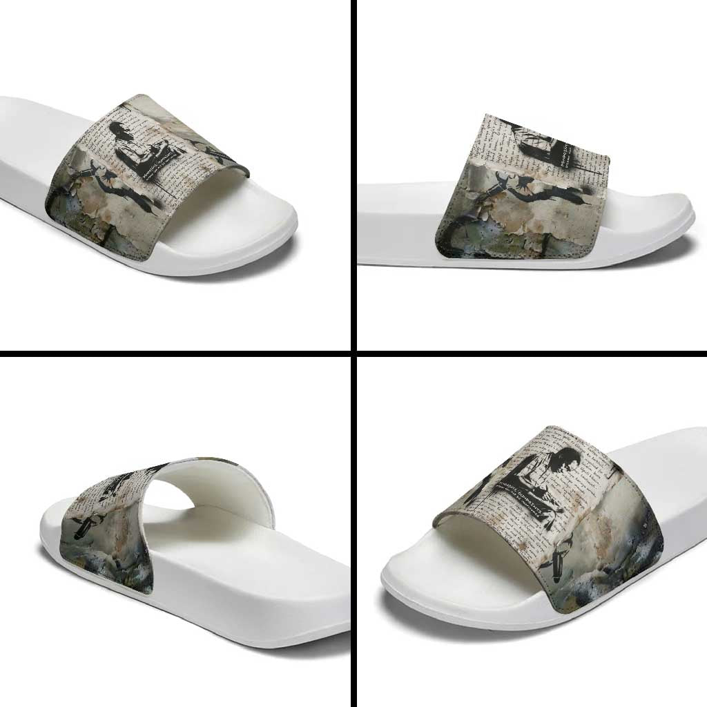 Ngugi wa Thiong O Slide Sandals Graffiti Resist Statement Ink Pen Revolution Fist Literary Activism - African Pride