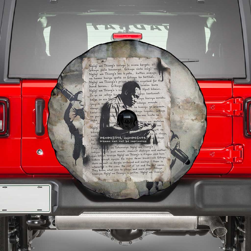 Ngugi wa Thiong O Spare Tire Cover Graffiti Resist Statement Ink Pen Revolution Fist Literary Activism - African Pride