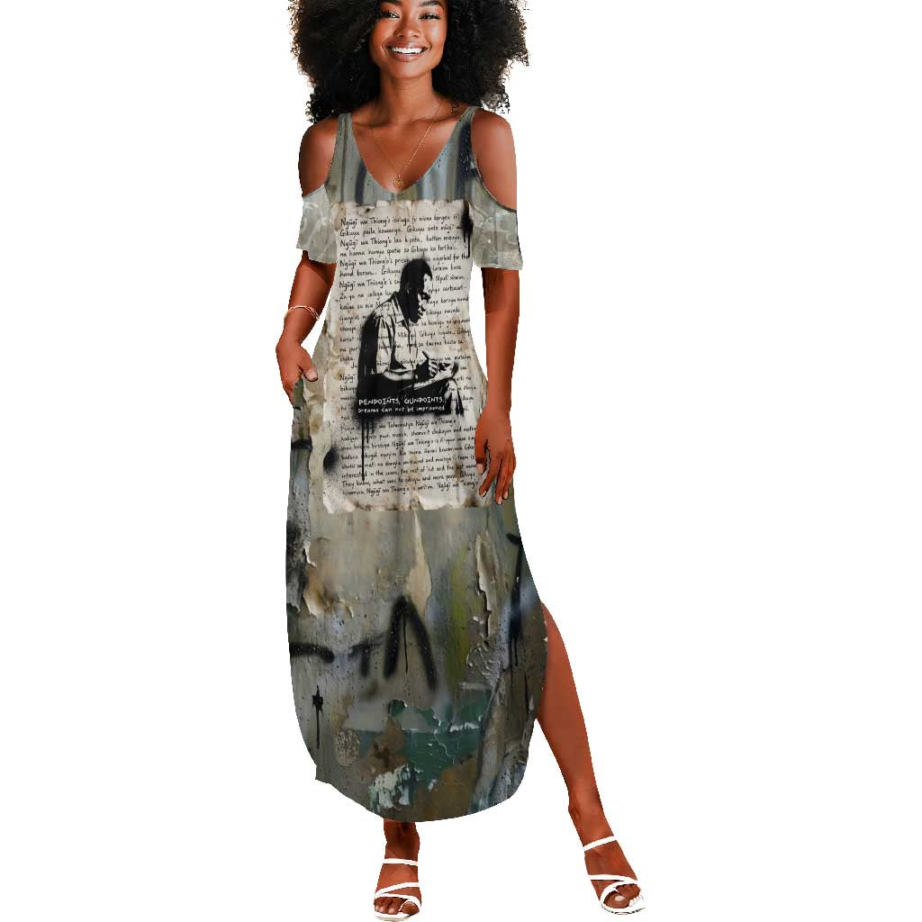 Ngugi wa Thiong O Summer Maxi Dress Graffiti Resist Statement Ink Pen Revolution Fist Literary Activism - African Pride