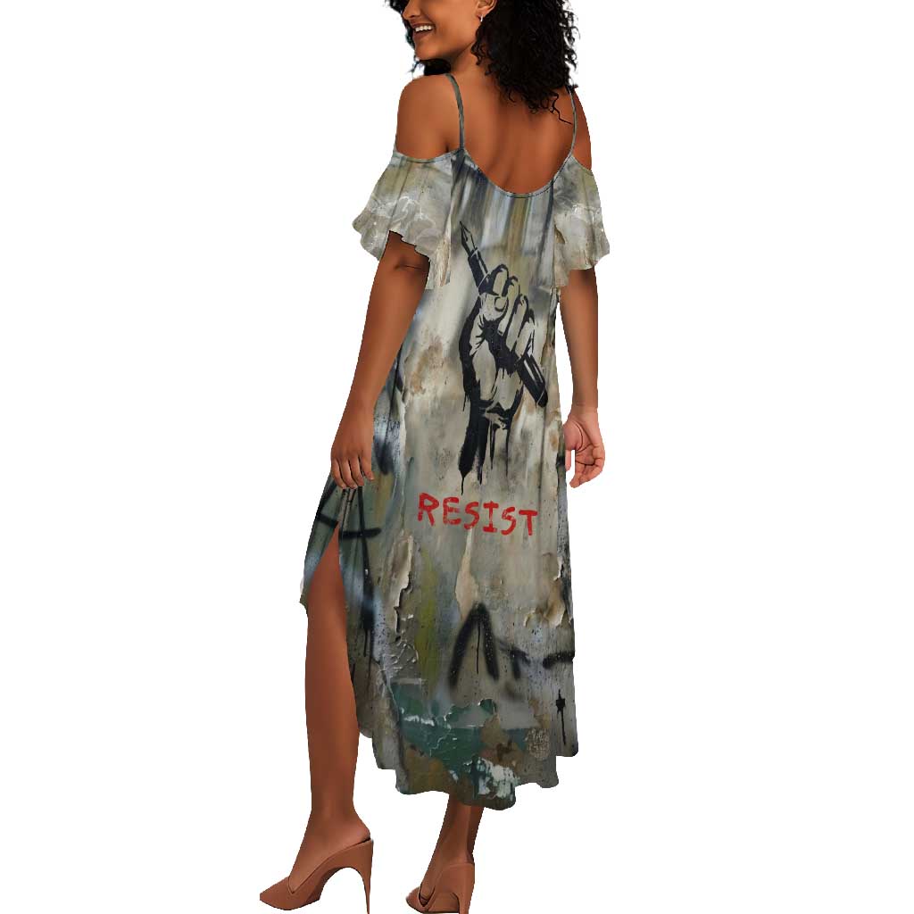 Ngugi wa Thiong O Summer Maxi Dress Graffiti Resist Statement Ink Pen Revolution Fist Literary Activism - African Pride