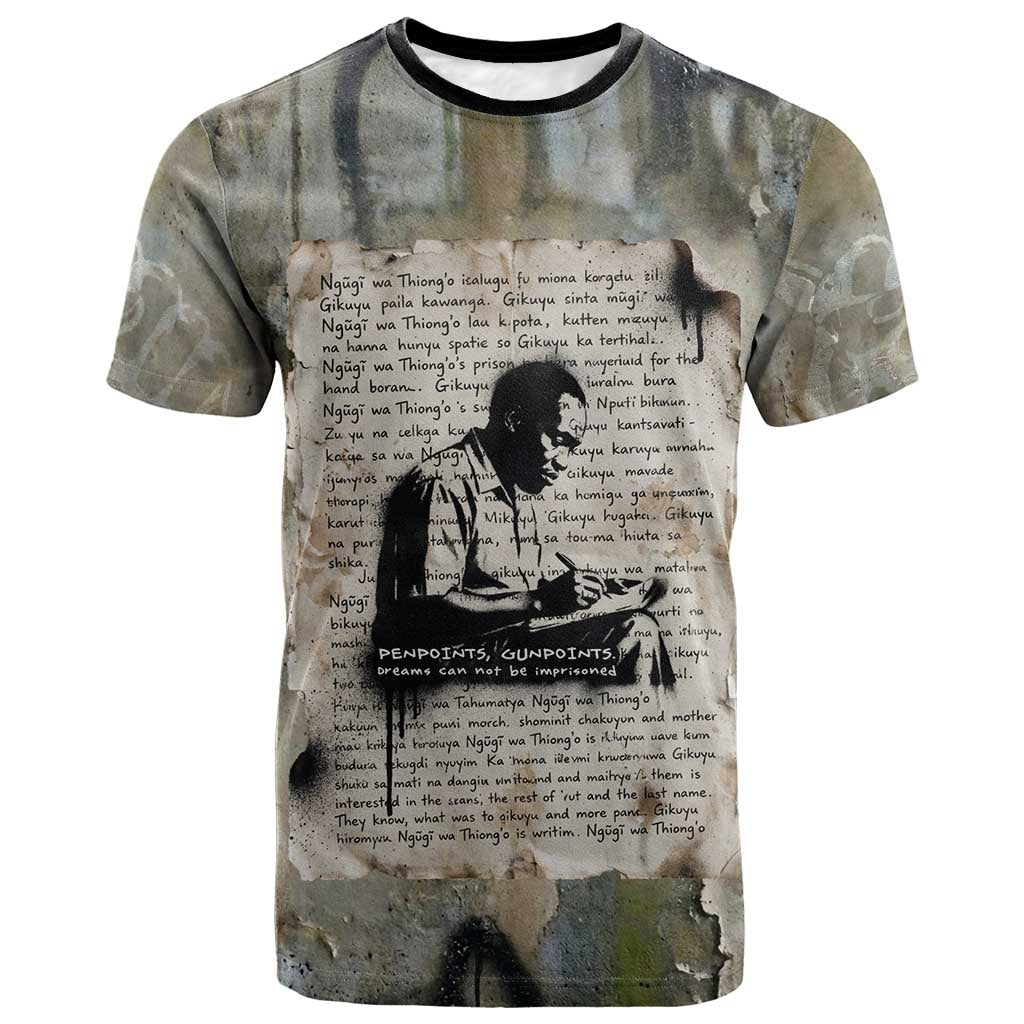 Ngugi wa Thiong O T shirt Graffiti Resist Statement Ink Pen Revolution Fist Literary Activism - African Pride