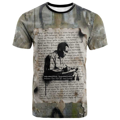Ngugi wa Thiong O T shirt Graffiti Resist Statement Ink Pen Revolution Fist Literary Activism - African Pride