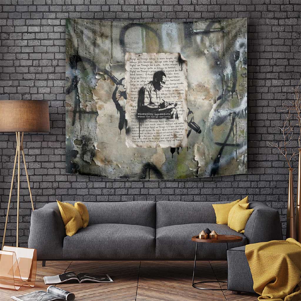 Ngugi wa Thiong O Tapestry Graffiti Resist Statement Ink Pen Revolution Fist Literary Activism - African Pride