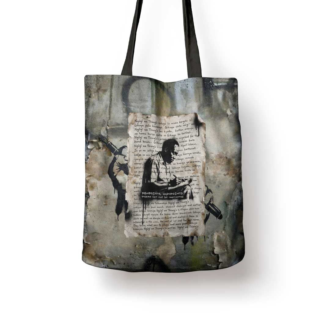 Ngugi wa Thiong O Tote Bag Graffiti Resist Statement Ink Pen Revolution Fist Literary Activism - African Pride